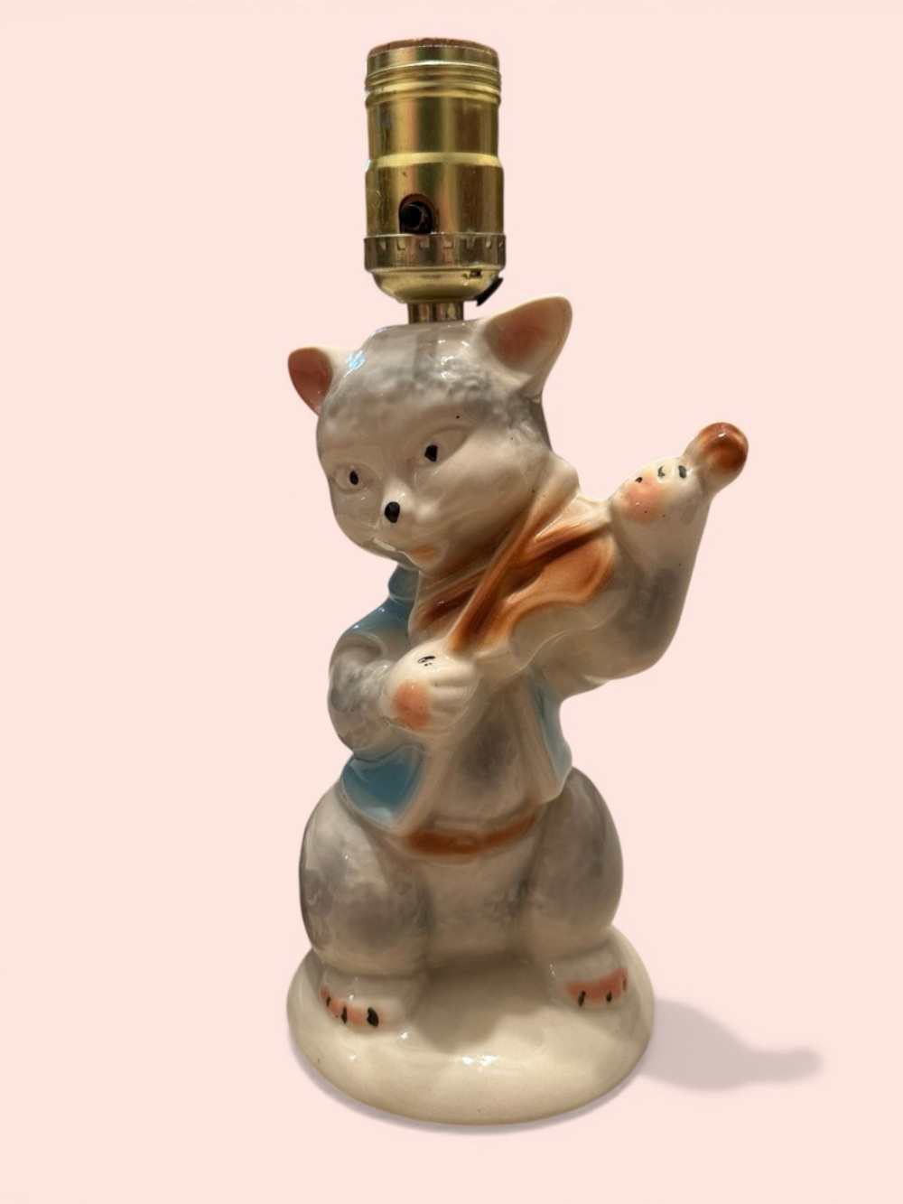 Vintage Whimsical Cat Fiddle Lamp - Picture 5 of 5